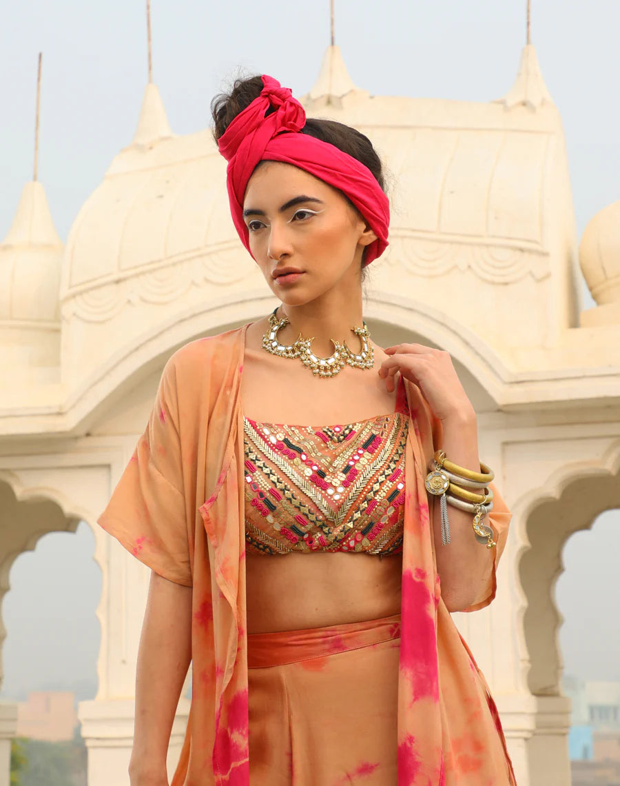 Bralet + Asymmetric Pants + Tying jacket