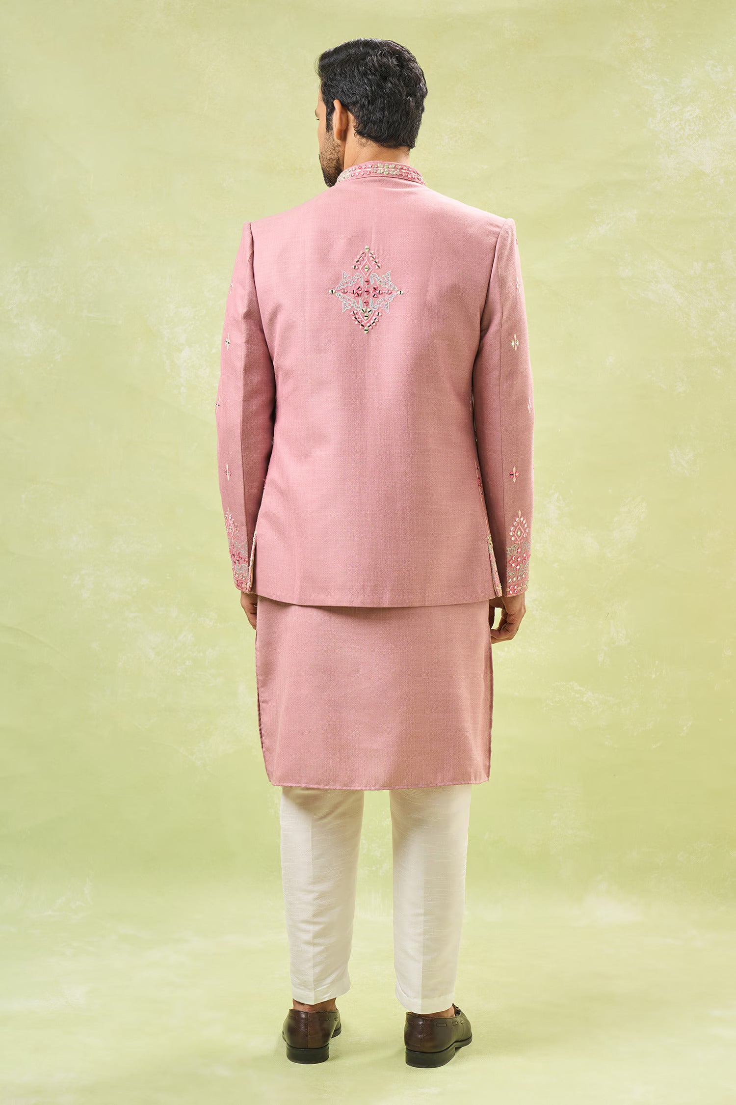 Purple Embroidered Indo-Western Set