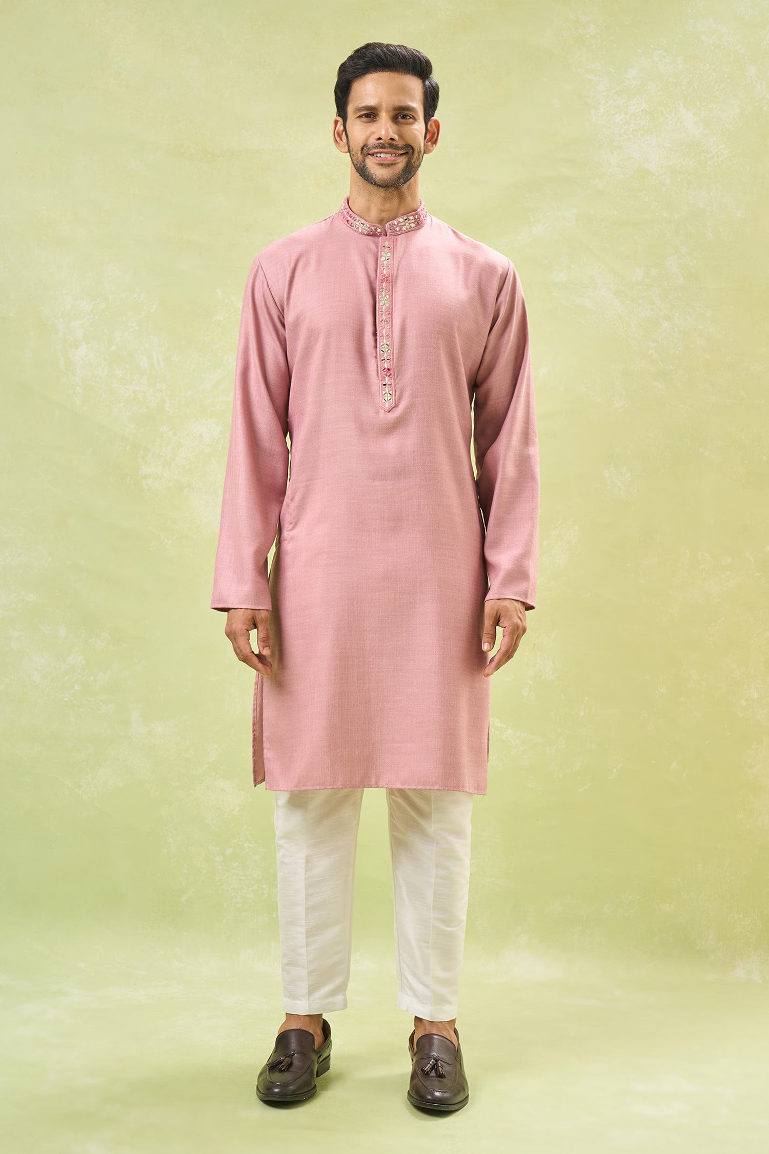 Purple Embroidered Indo-Western Set