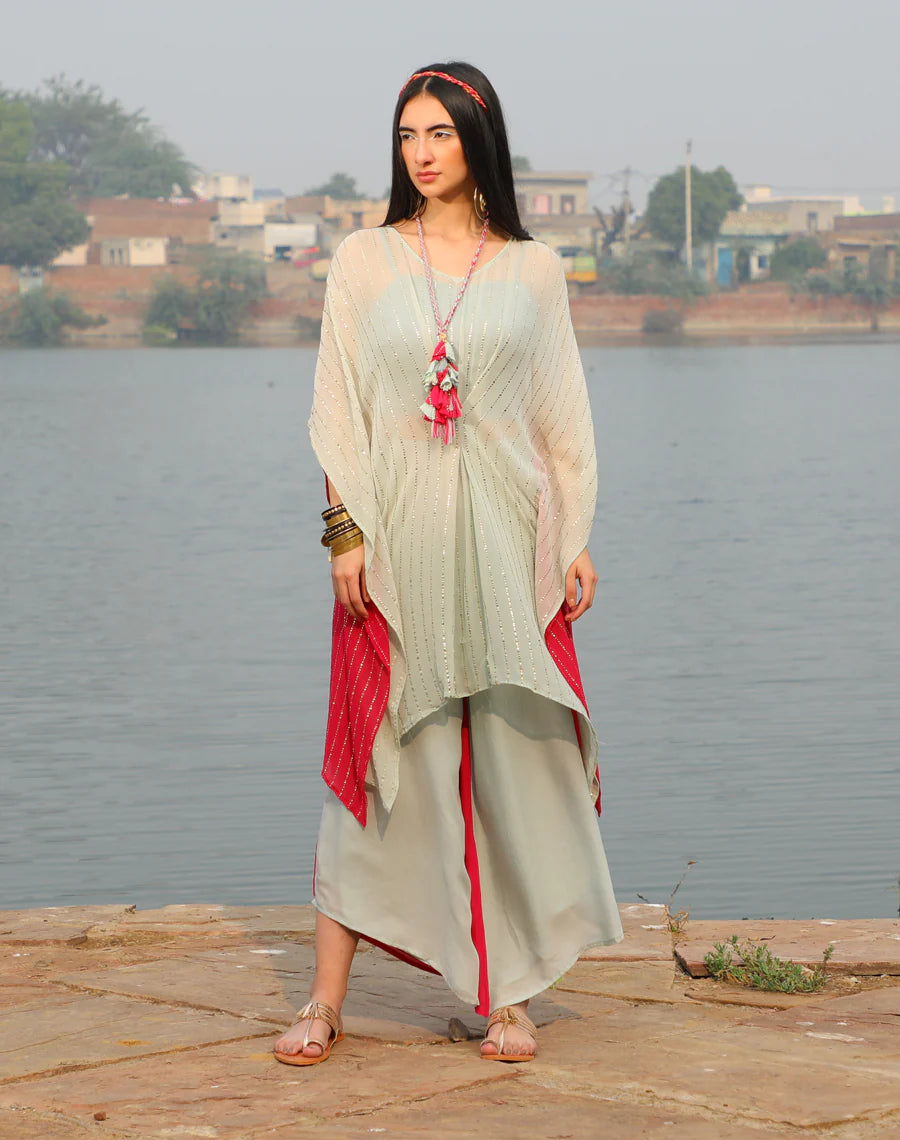 Shimmer tuck Kaftan set