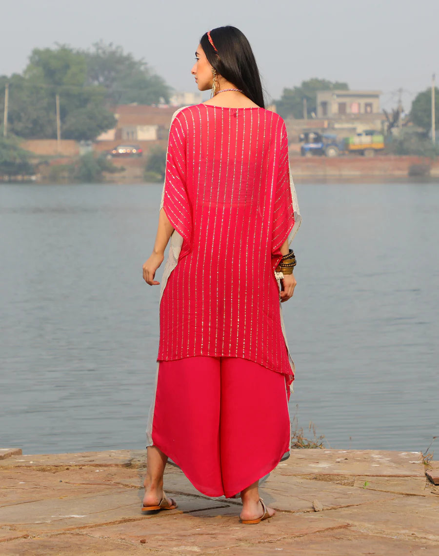 Shimmer tuck Kaftan set