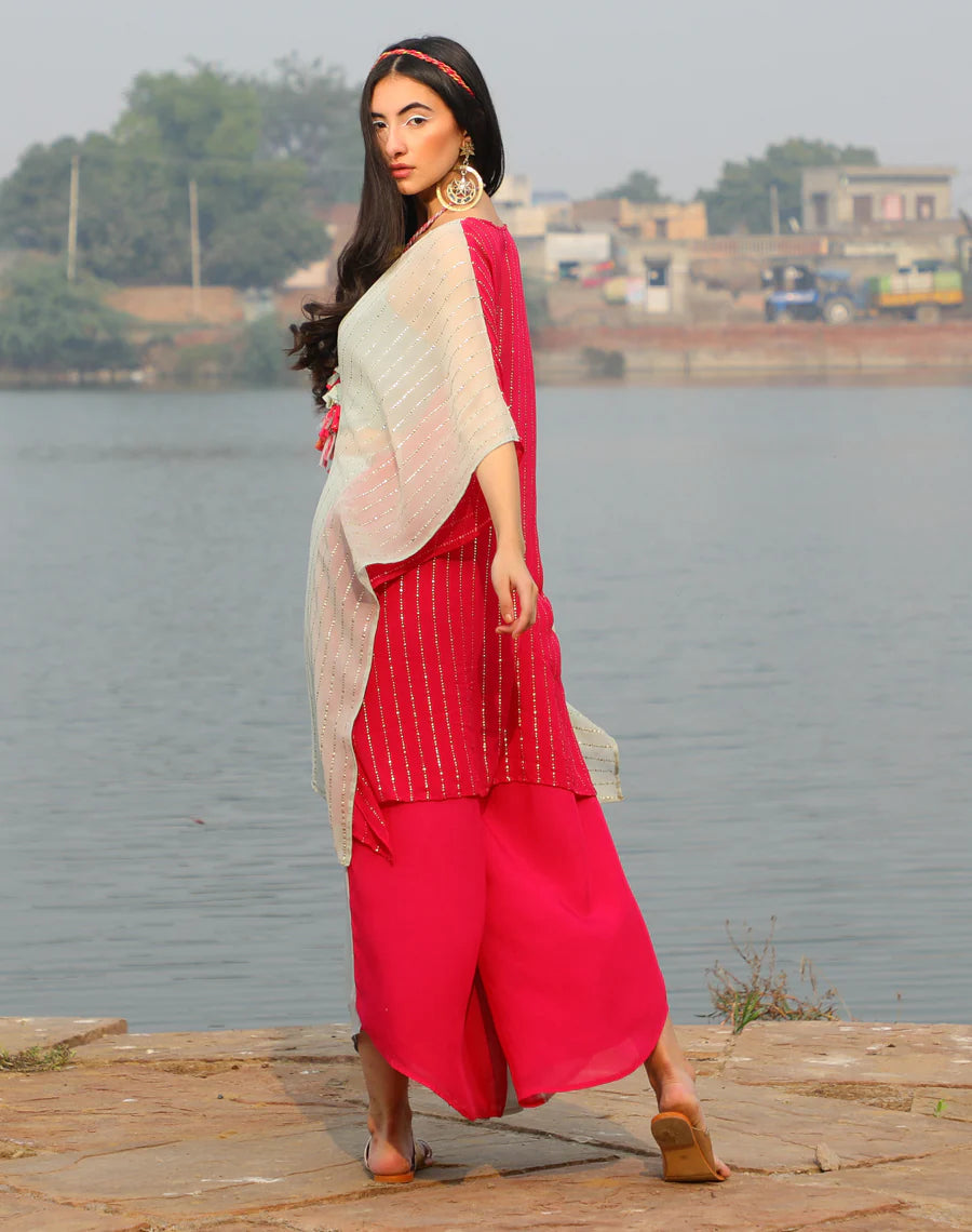 Shimmer tuck Kaftan set