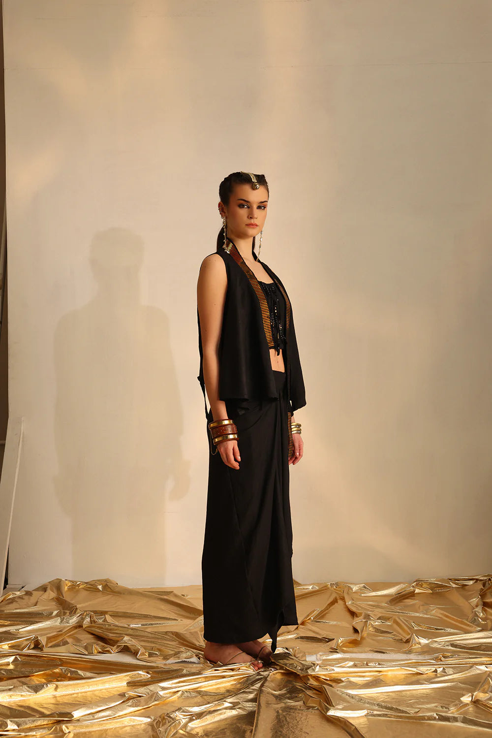 Cowl foil Waistcoat set