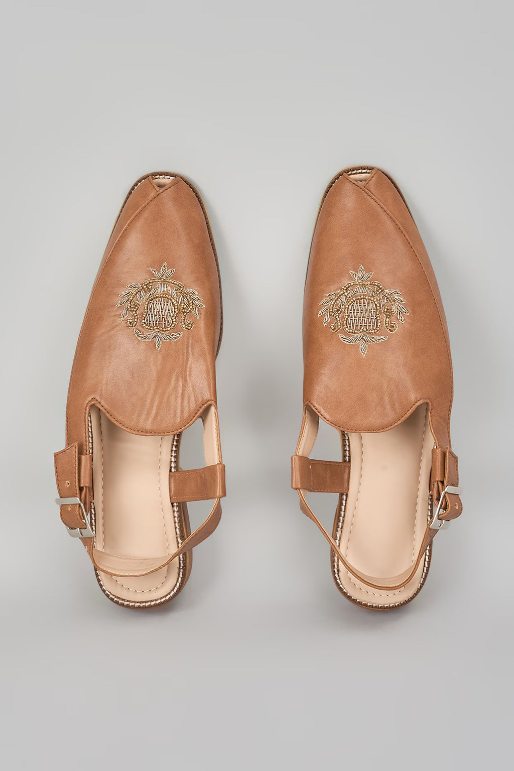 Brown Embroidered Peshawaris