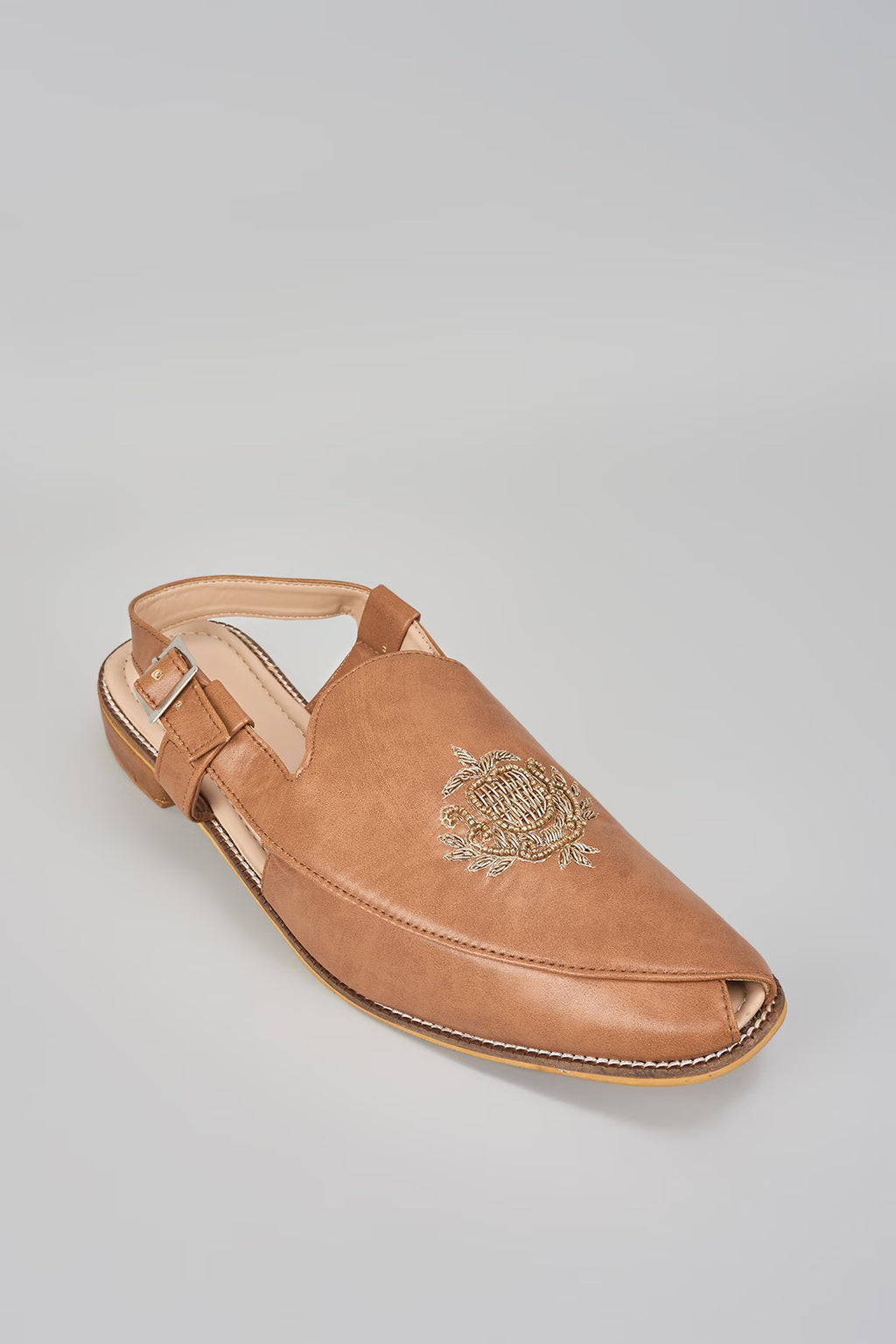 Brown Embroidered Peshawaris