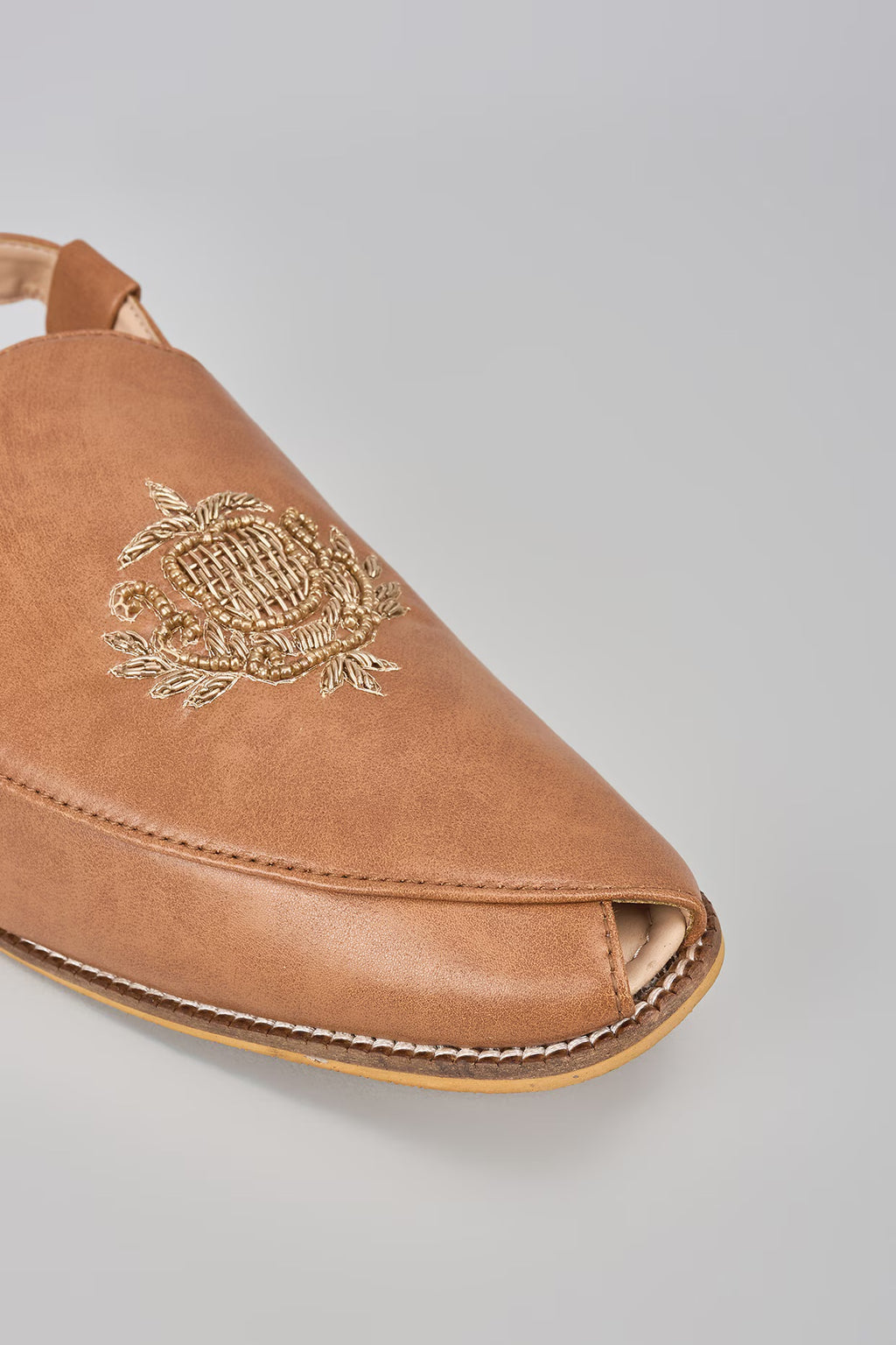 Brown Embroidered Peshawaris