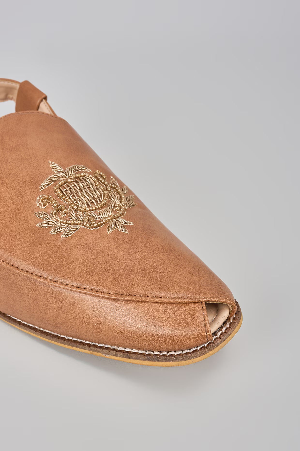 Brown Embroidered Peshawaris