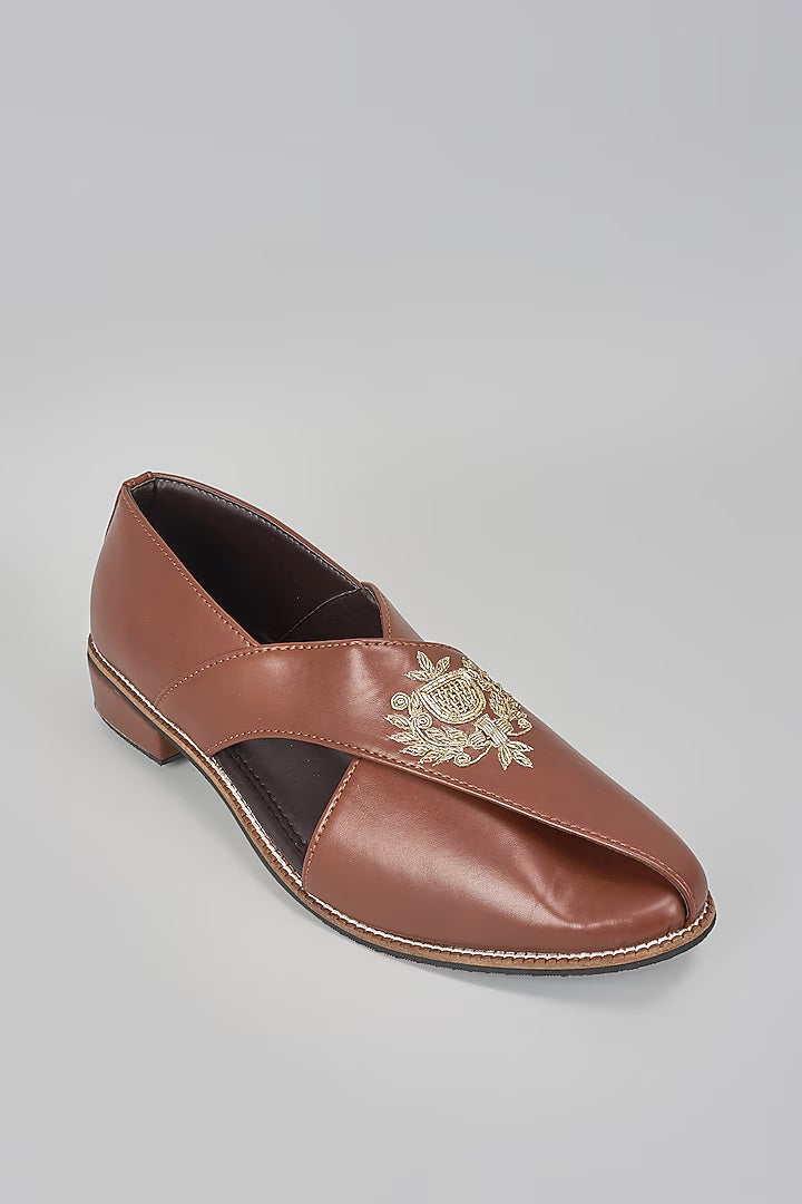 Brown Embroidered Peshawaris