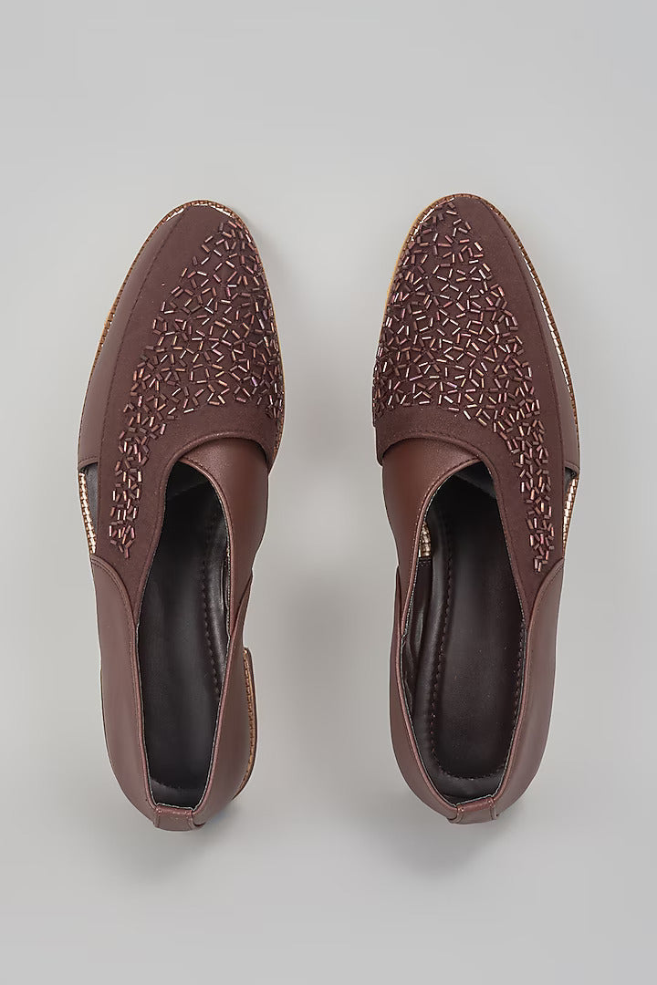 Brown Embroidered Peshawaris