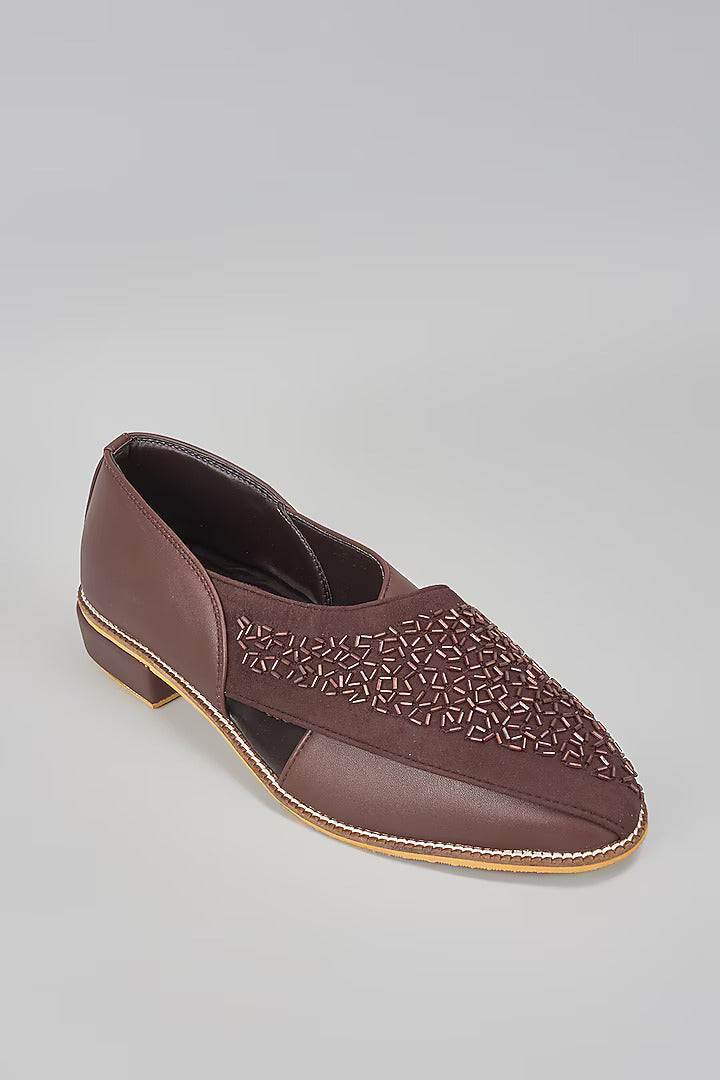 Brown Embroidered Peshawaris