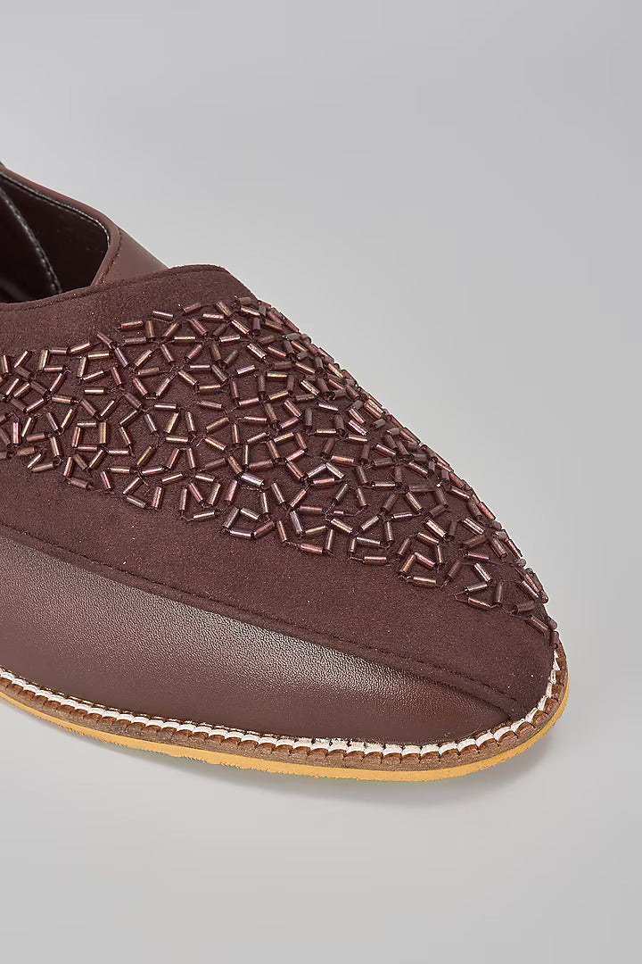 Brown Embroidered Peshawaris