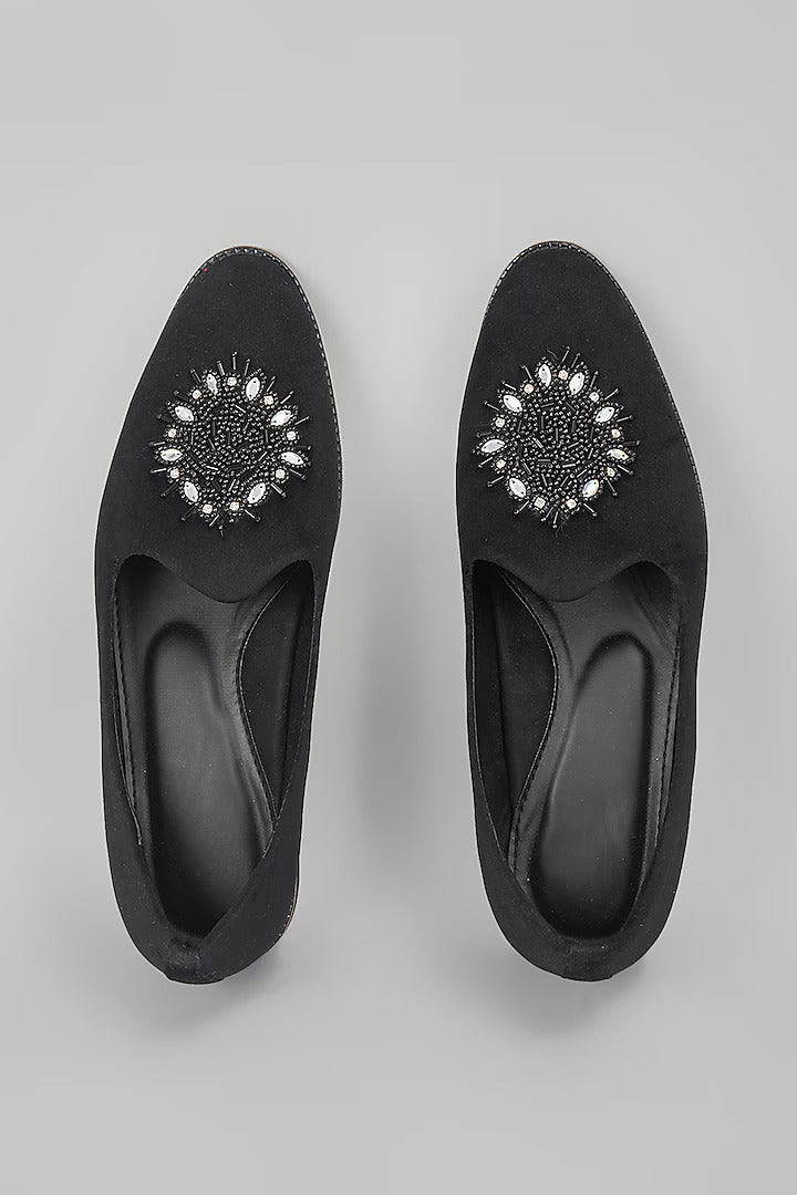 Black Embroidered Loafers