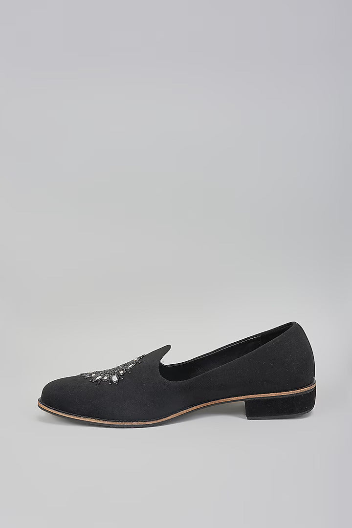 Black Embroidered Loafers
