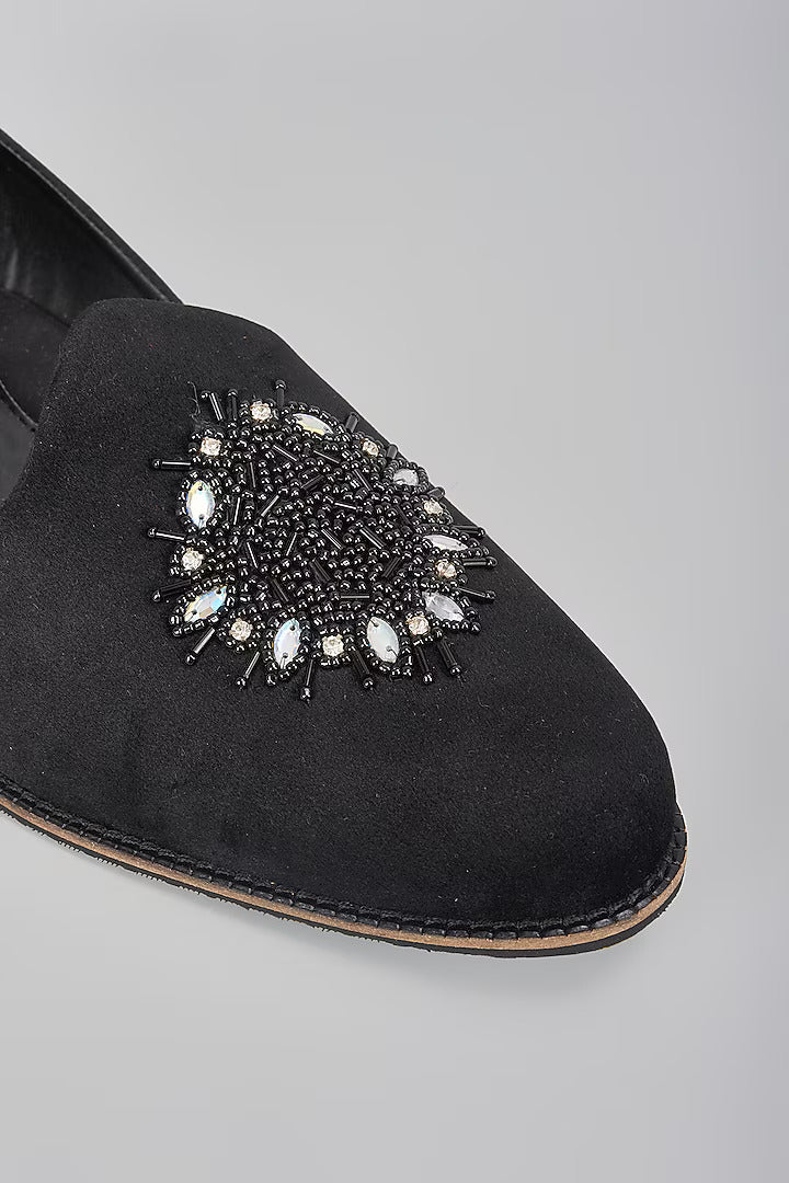Black Embroidered Loafers