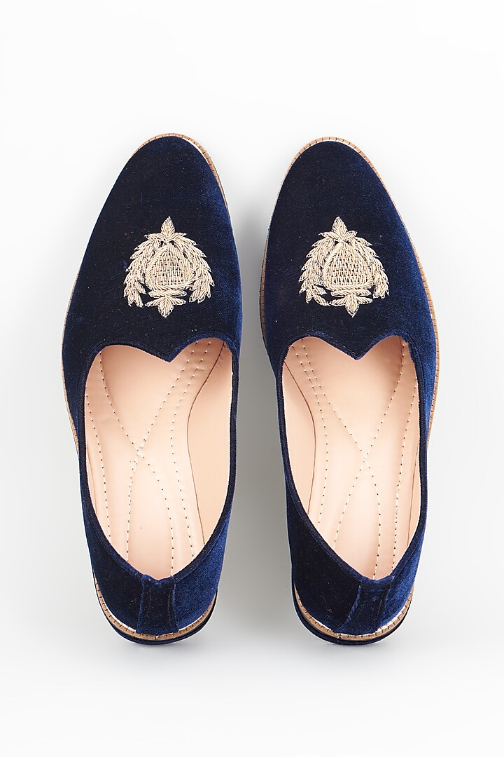 Sapphire Crown Velvel Loafers