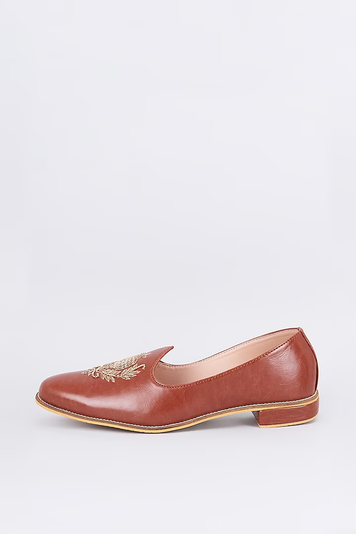 Cocoa Crown Leather Loafers