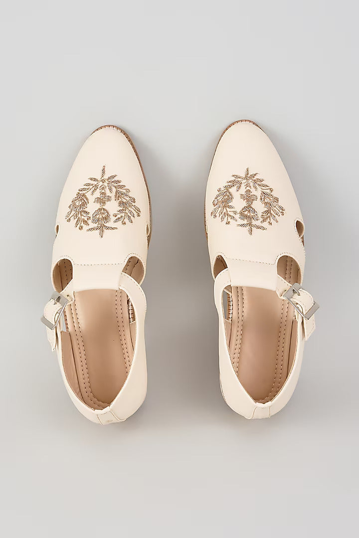 Ivory Crown Buckle Sandals