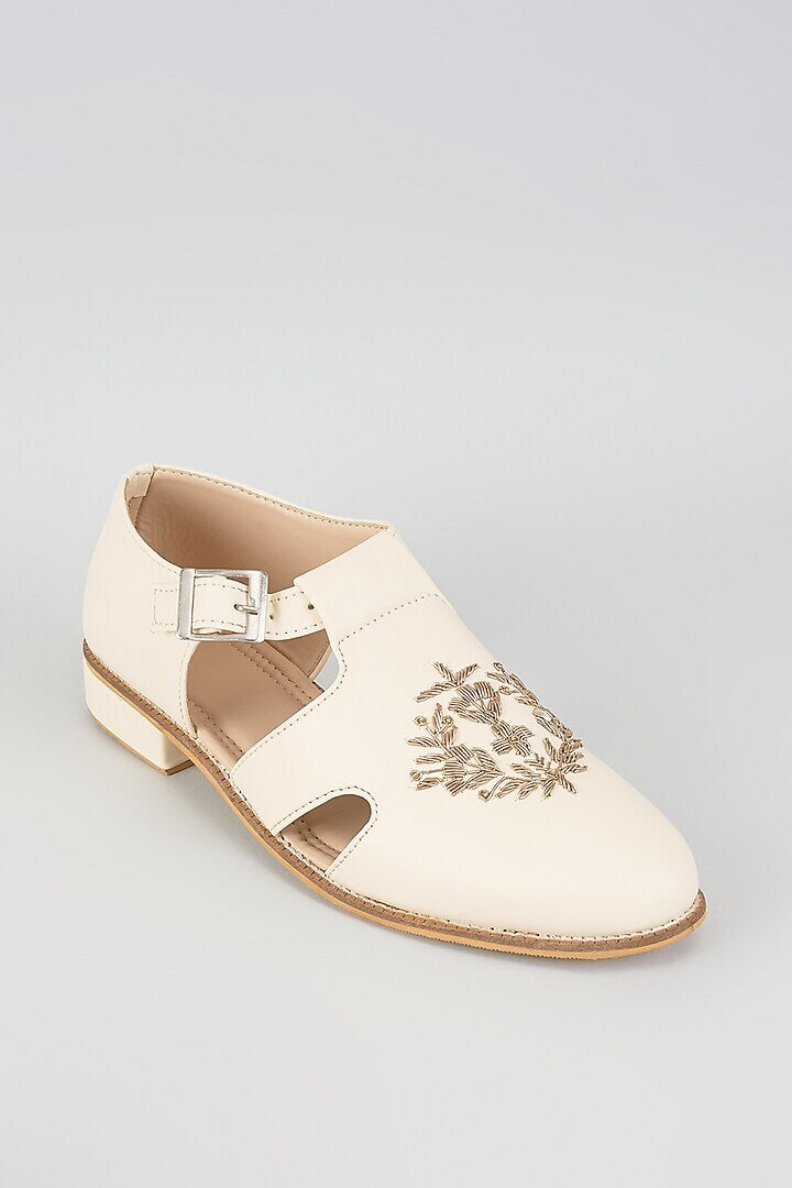 Ivory Crown Buckle Sandals