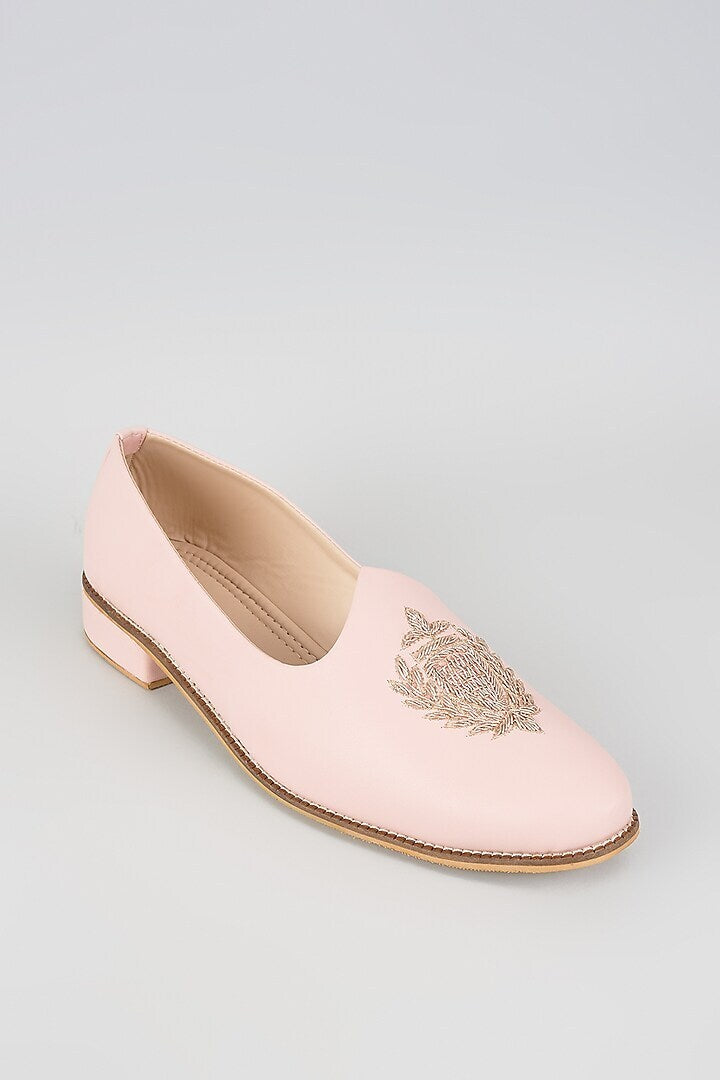 Blush Crown Leather Loafers