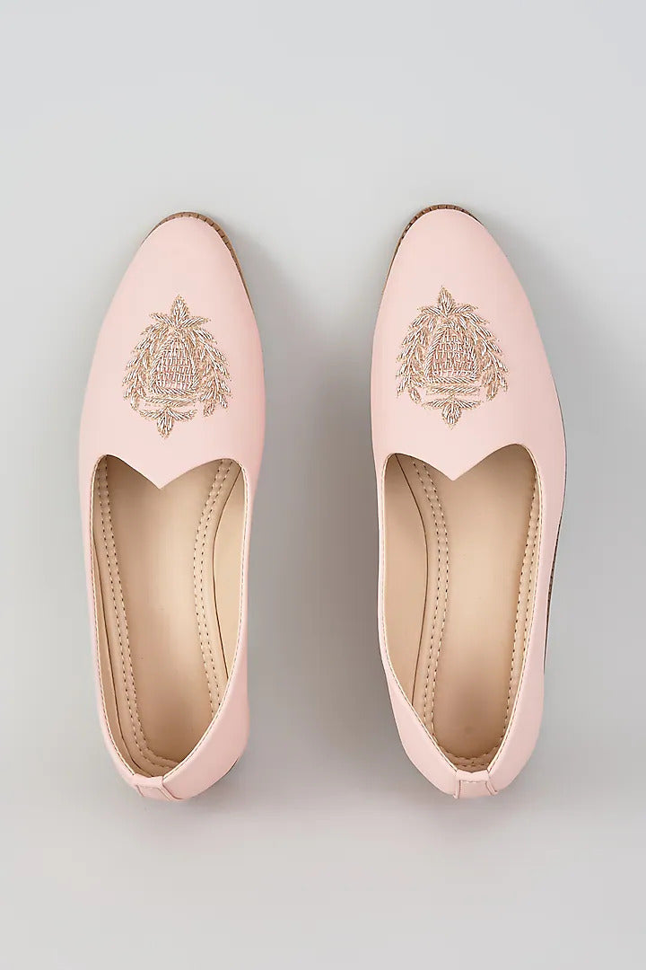 Blush Crown Leather Loafers