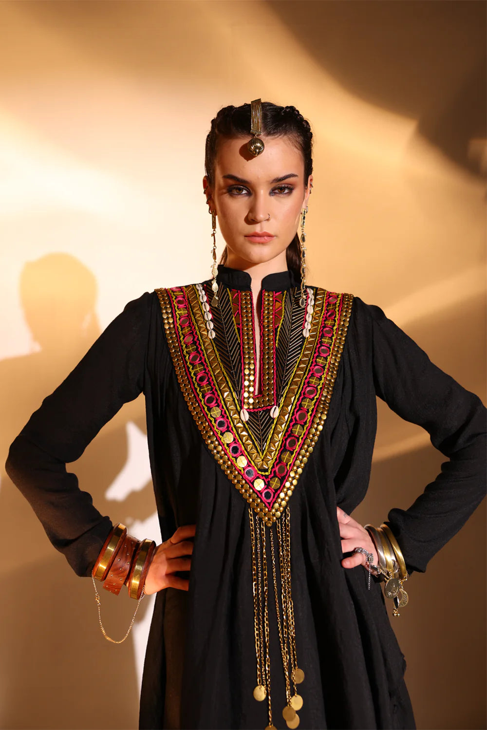 Multi-coloured yoke gather set