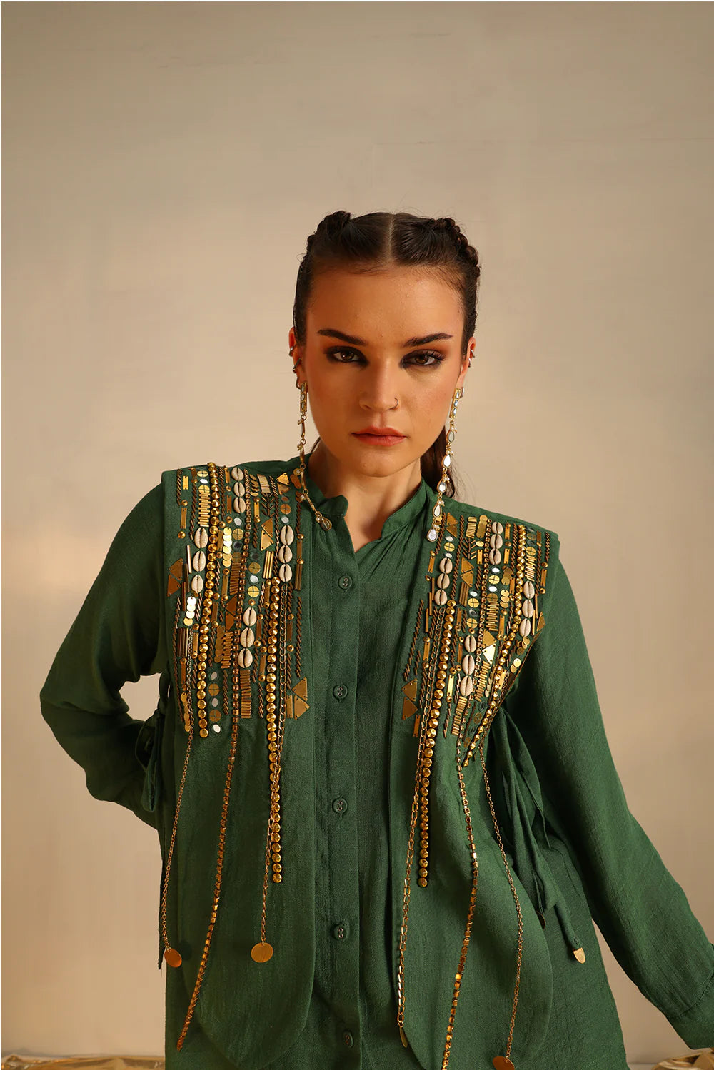 Heart shirt set with a panel waistcoat