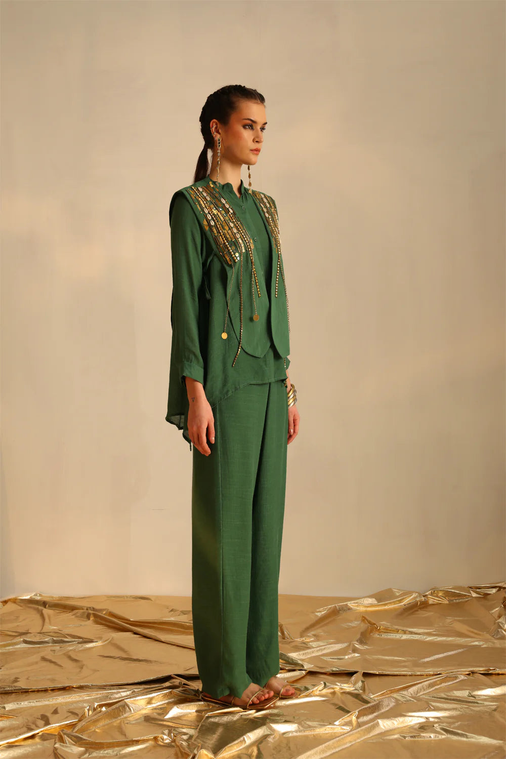 Heart shirt set with a panel waistcoat