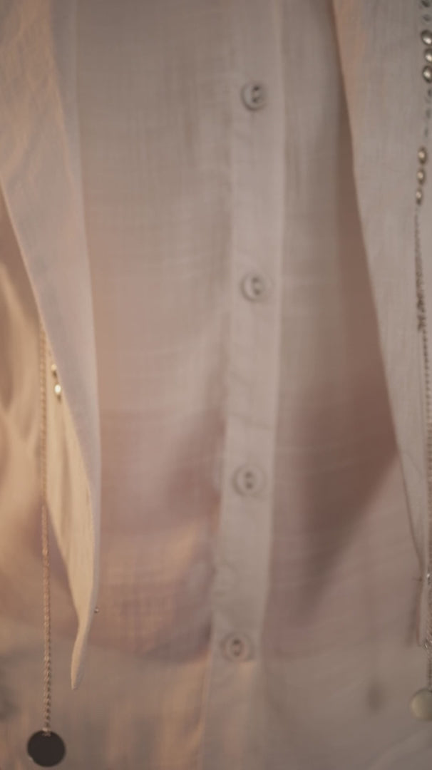 Chinese collar shirt set with a cape blazer waistcoat