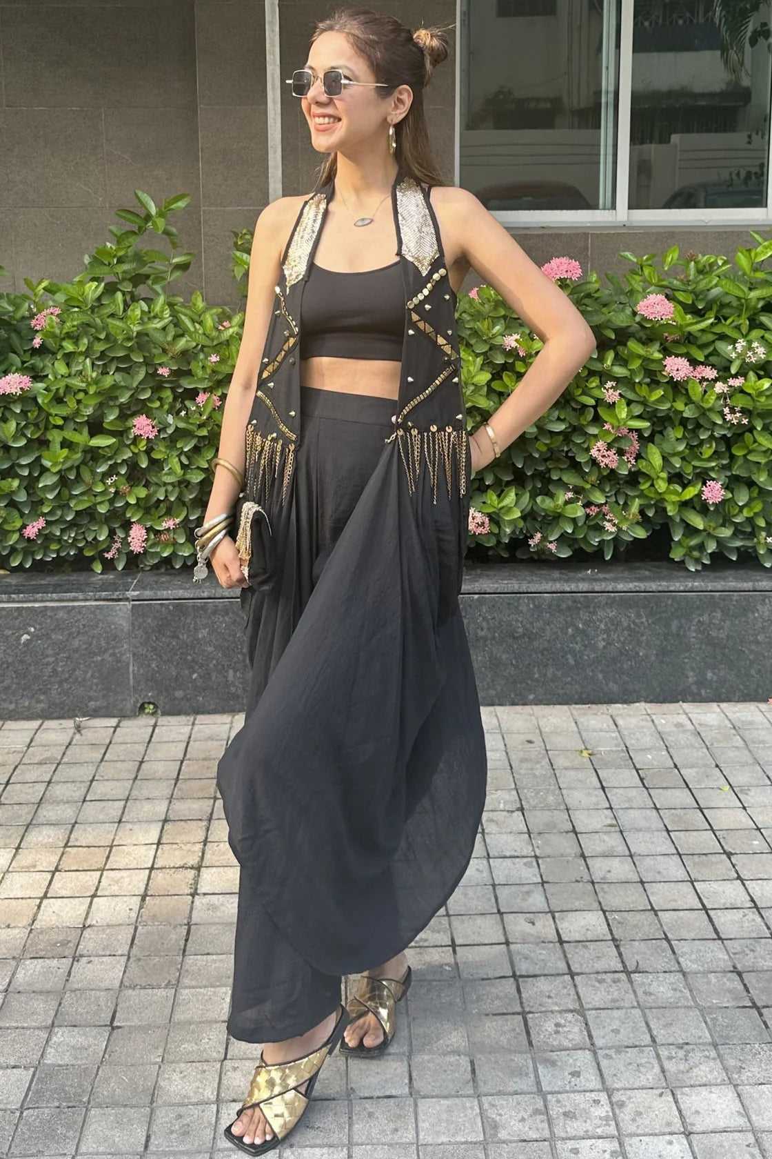 METALLIC COWL JACKET SET