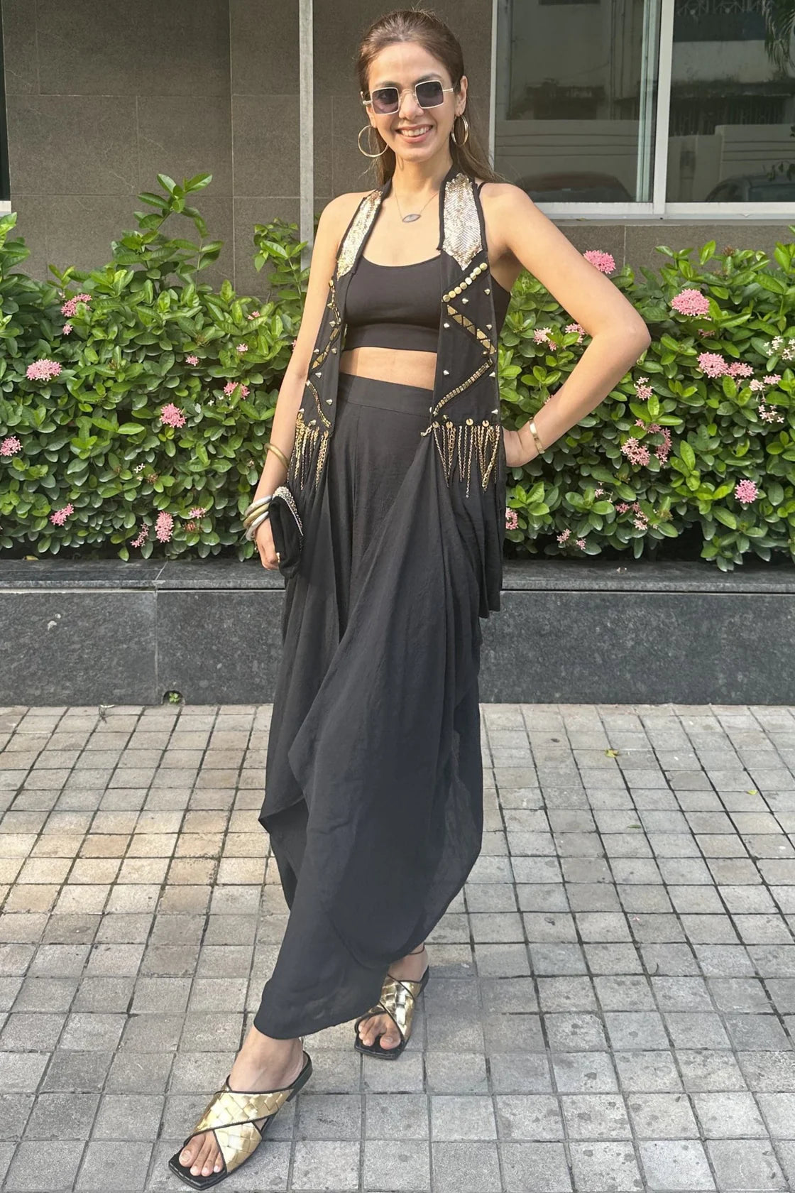 METALLIC COWL JACKET SET